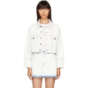 MARC Jacobs Bleached Indigo Oversized Cropped Denim Jacket Size Medium